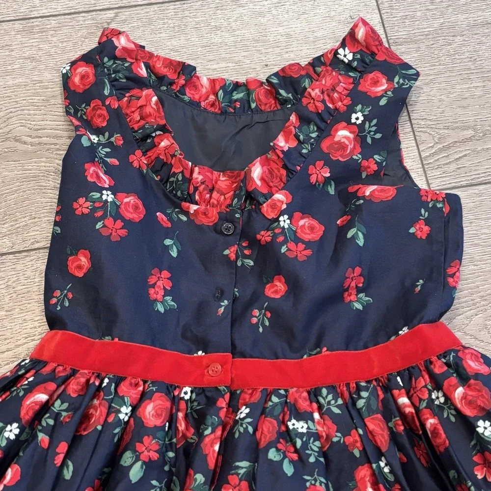 Janie and Jack x American Girl Navy Blue Rose Print Dress Size 12 Dress Like Me